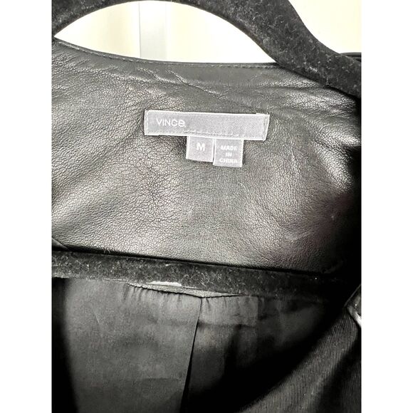 VINCE Leather Moto Jacket M | Mixed Media Magic | Soft Power - Picture 4 of 13